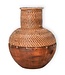 Rotan vaas – houten vaas – vaas voor gedroogde bloemen – kleine rotan vaas – Boho decor vaas gemaakt van geweven rotan en hout (Ø 22 cm) KAMARI bruin
