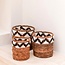 Soeji Kleine Mand Rond voor Planten of als Opbergmand | Geweven Boho Mand SADARA met Macrame Patroon