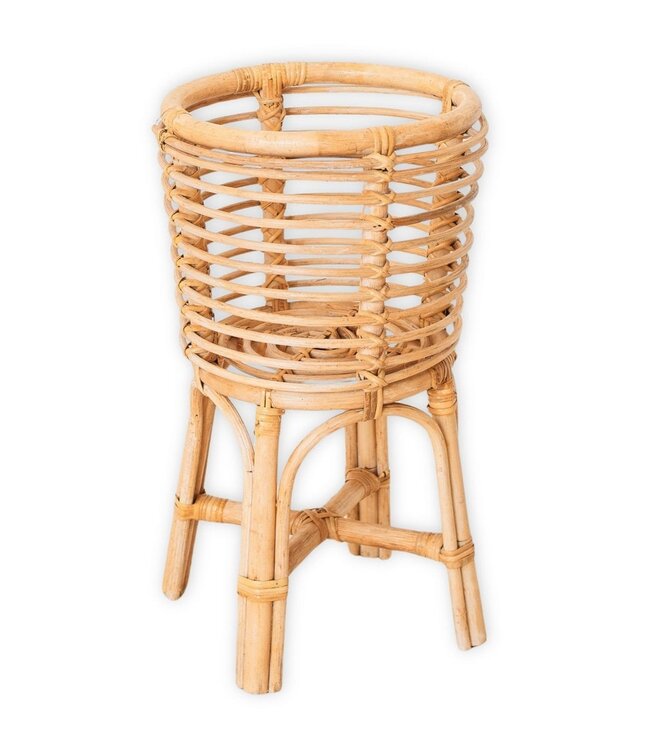 Rotan Plantenstandaard Rond – Boho Plantenbak – Rotan Plantenmand – Natuurlijke Bloemenstandaard voor Potten tot Ø20 cm AKARA