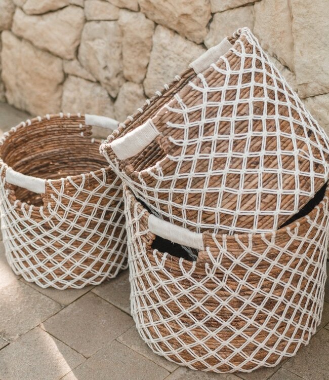Opbergmand PURA | Plantenmand | Wasmand (wit) gemaakt van bananenvezel (3 maten)