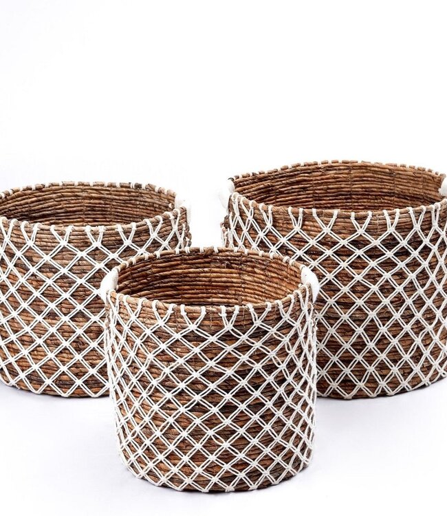 Opbergmand PURA | Plantenmand | Wasmand (wit) gemaakt van bananenvezel (3 maten)