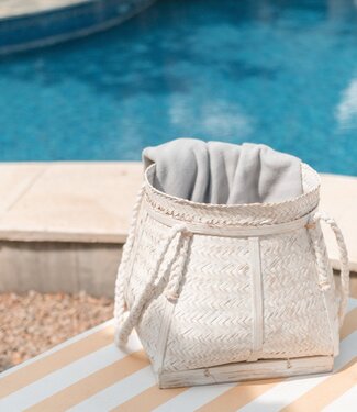 Soeji Witte mand BIKU | Plantenmand | Wasmand | Grote Boho Opbergmand Rond Gemaakt van Bamboe