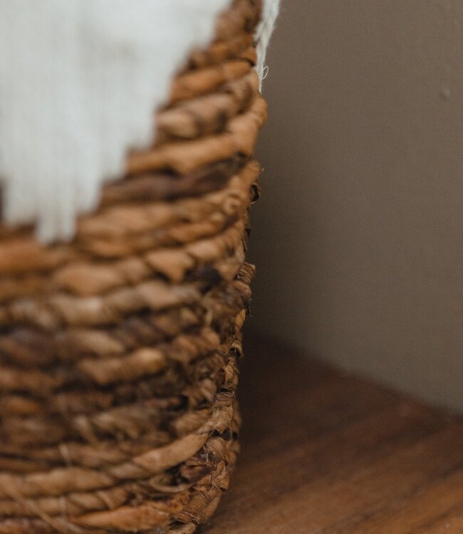 Kleine zeegrasmand MENIK | Plantenmand | Geweven Boho-mand | Plantenbak | Ronde bloemenmand | Macramé mand