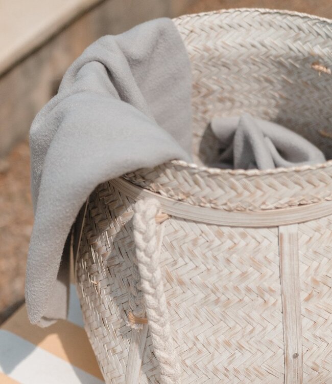 Witte mand BIKU | Plantenmand | Wasmand | Grote Boho Opbergmand Rond Gemaakt van Bamboe