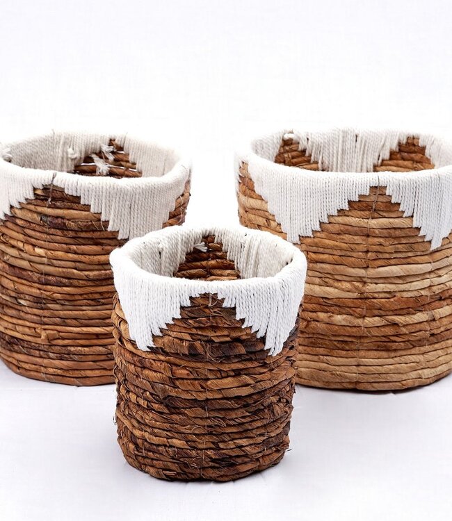 Kleine zeegrasmand MENIK | Plantenmand | Geweven Boho-mand | Plantenbak | Ronde bloemenmand | Macramé mand