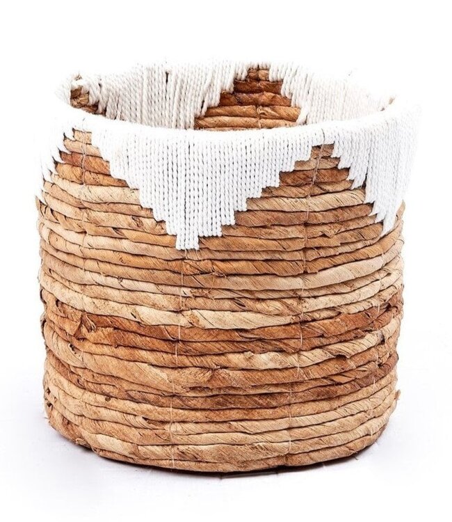 Kleine zeegrasmand MENIK | Plantenmand | Geweven Boho-mand | Plantenbak | Ronde bloemenmand | Macramé mand