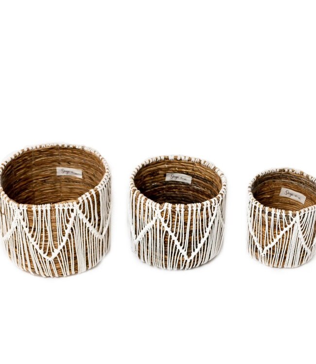 Kleine Zeegrasmand ORIS | Ronde bloemenmand | Geweven Boho-mand | Plantenmand | Plantenbak | Macramé mand