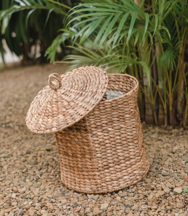 Wasmand met deksel GARUT van waterhyacint (3 maten)