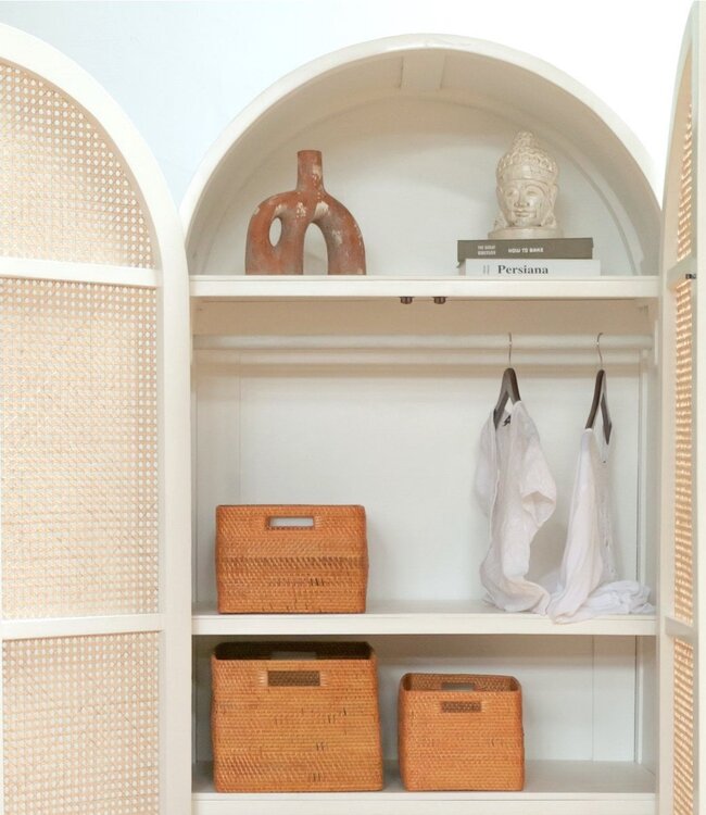 Plankmand gemaakt van rotan Krantenmand Opbergmand Bruin Handgeweven decoratieve mand WARSA (3 maten)