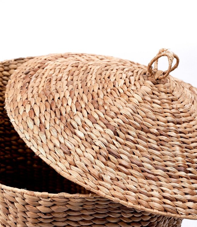 Wasmand met deksel GARUT van waterhyacint (3 maten)