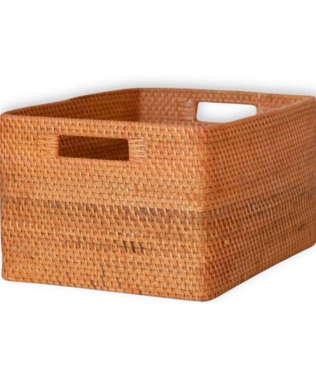 Plankmand gemaakt van rotan Krantenmand Opbergmand Bruin Handgeweven decoratieve mand WARSA (3 maten)