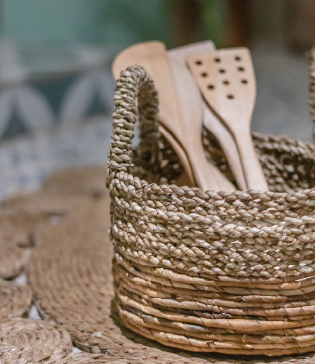 Opbergmand | Decoratieve mand | Plantenmand KUTUS (naturel) van zeegras en bananenvezel (3 maten)