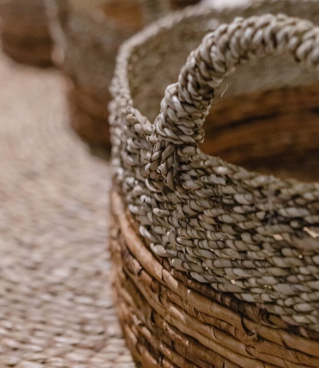 Opbergmand | Decoratieve mand | Plantenmand KUTUS (naturel) van zeegras en bananenvezel (3 maten)
