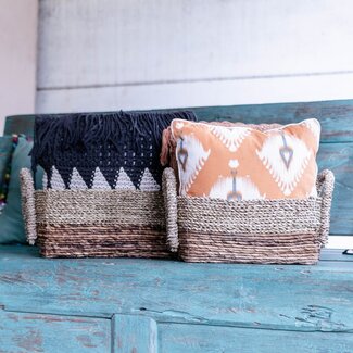 Soeji Opbergmand | Decoratieve mand KAPAUKU gemaakt van bananenvezels en zeegras (2 maten)