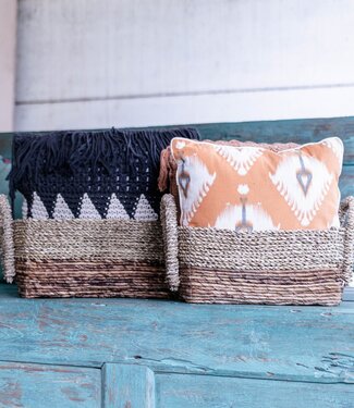 Soeji Opbergmand | Decoratieve mand KAPAUKU gemaakt van bananenvezels en zeegras (2 maten)