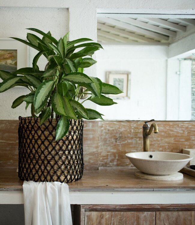 Opbergmand PURA | Plantenmand | Wasmand (zwart) gemaakt van bananenvezel (3 maten)