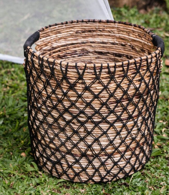 Opbergmand PURA | Plantenmand | Wasmand (zwart) gemaakt van bananenvezel (3 maten)