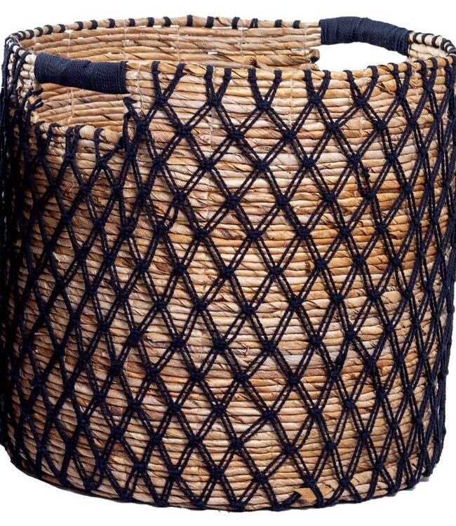 Opbergmand PURA | Plantenmand | Wasmand (zwart) gemaakt van bananenvezel (3 maten)