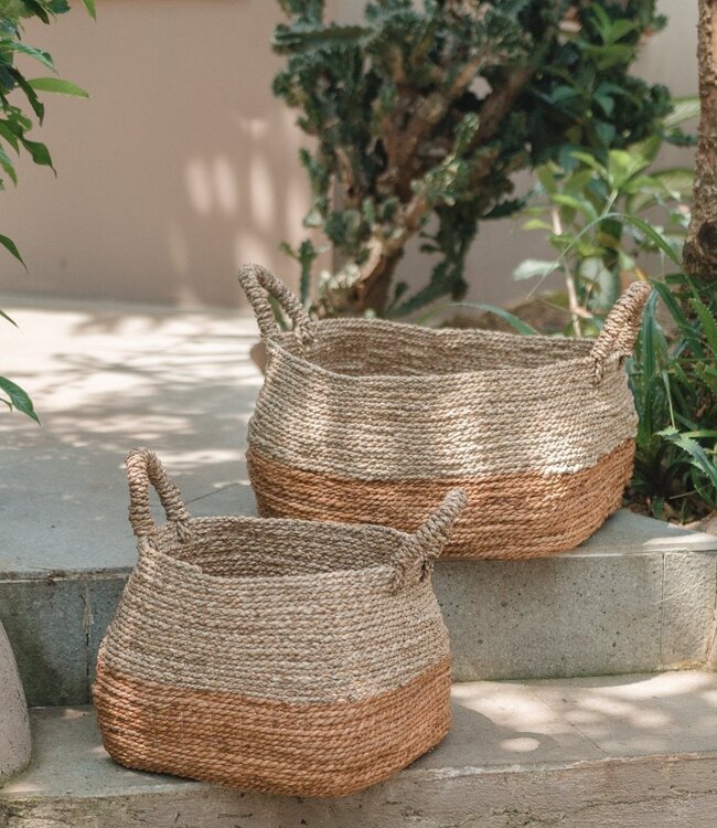 Opbergmand | Wasmand | Plantenmand MAJALENGKA (naturel) gemaakt van bananenvezels en zeegras (3 maten)