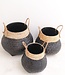Zwarte plantenmand Decoratieve mand Grote wasmand BENOA (zwart) Handgeweven mand van bamboe en zeegras (3 maten)