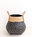 Zwarte plantenmand Decoratieve mand Grote wasmand BENOA (zwart) Handgeweven mand van bamboe en zeegras (3 maten)