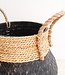 Zwarte plantenmand Decoratieve mand Grote wasmand BENOA (zwart) Handgeweven mand van bamboe en zeegras (3 maten)