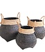 Zwarte plantenmand Decoratieve mand Grote wasmand BENOA (zwart) Handgeweven mand van bamboe en zeegras (3 maten)