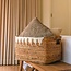 Soeji Opbergmand met katoendecor PISANG Decoratieve mand handgeweven van bananenvezel