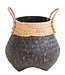 Zwarte plantenmand Decoratieve mand Grote wasmand BENOA (zwart) Handgeweven mand van bamboe en zeegras (3 maten)