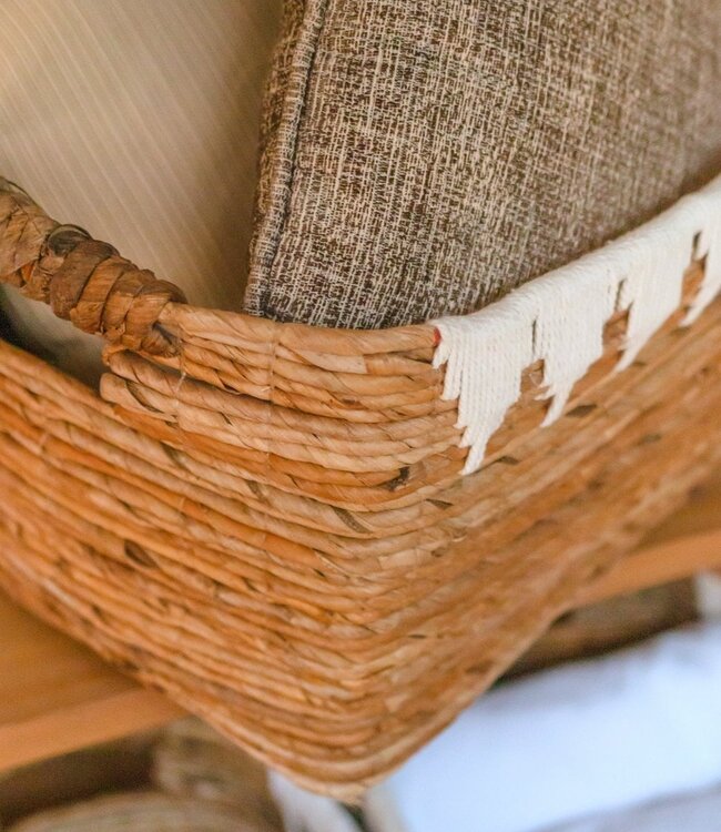 Opbergmand met katoendecor PISANG Decoratieve mand handgeweven van bananenvezel