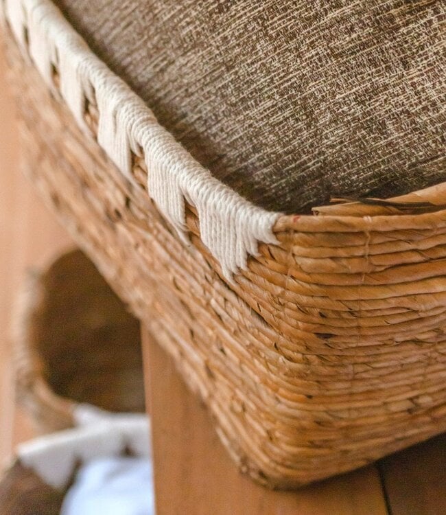 Opbergmand met katoendecor PISANG Decoratieve mand handgeweven van bananenvezel