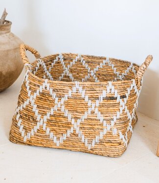Boho wasmand – vierkante plankmand – geweven opbergmand – plantenmand – decoratieve mand gemaakt van bananenvezel GANDARIA (2 maten)