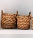 Boho Wasserij of plantenmand - Ronde geweven opslagmand - Decoratieve mand gemaakt van bananenvezel (3 maten Ø 25/32/38 cm) Rinjani