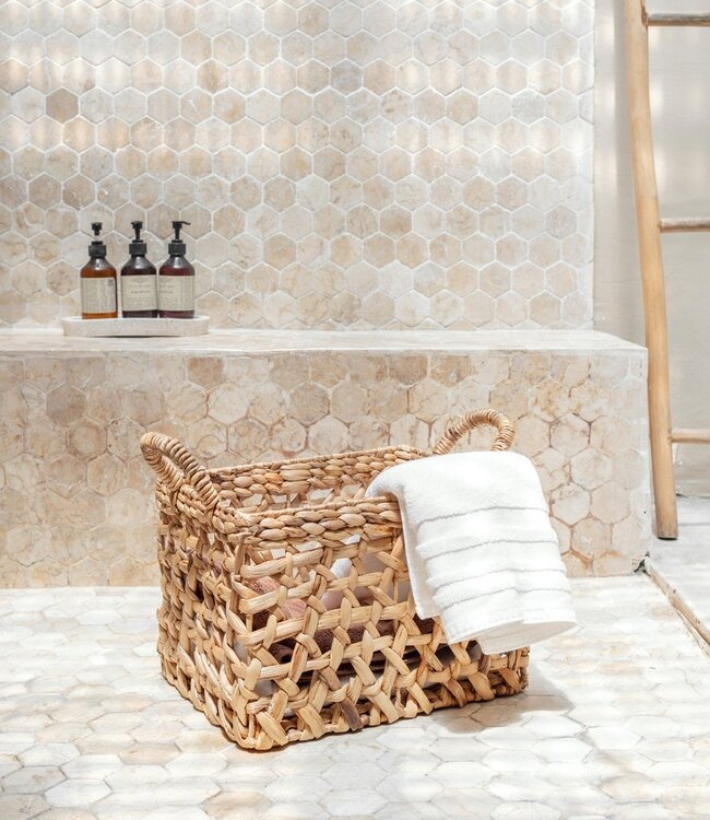 Opbergmand Rechthoekige Plankmand TANGAN Met de hand geweven van waterhyacint (2 maten)