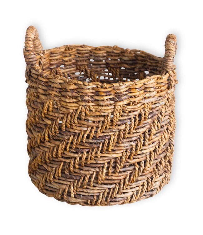 Boho Wasserij of plantenmand - Ronde geweven opslagmand - Decoratieve mand gemaakt van bananenvezel (3 maten Ø 25/32/38 cm) Rinjani