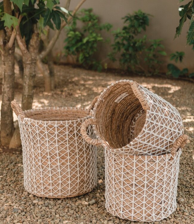 Boho wasmand KERSO | Plantenmand | Opbergmand van bananenvezel (3 maten)