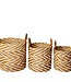 Rond geweven mand met gestreept patroon YALIMO gemaakt van waterhyacint (3 maten)