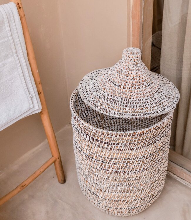 Wasmand met deksel KAJA gemaakt van bananenvezels