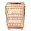 Wasmand met deksel DARI Handgeweven van bamboe met een beige wit zigzagpatroon
