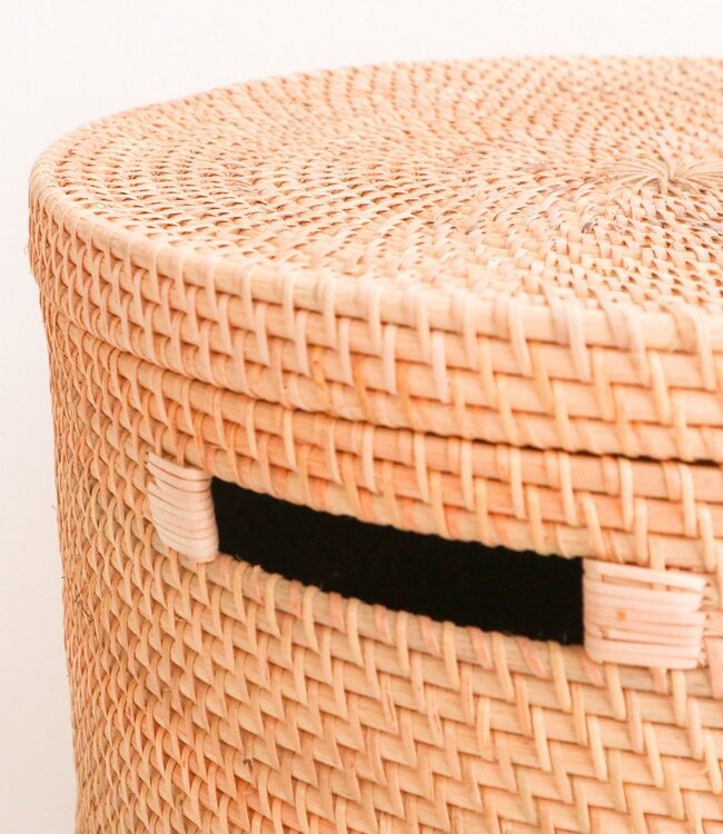 Wasmand met deksel Opbergmand van rotan SARI (2 maten)