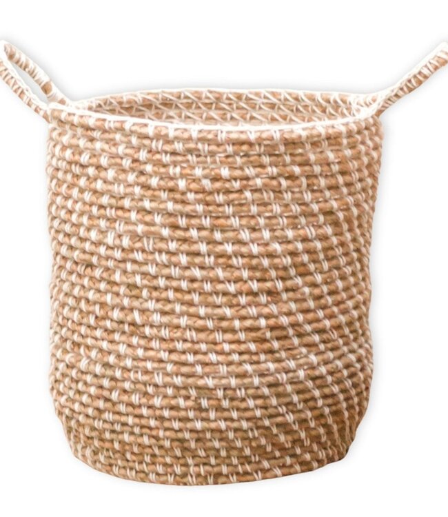 Wasmand Opbergmand Rond GUUNNG Gemaakt van bananenvezels met een macramépatroon van katoen