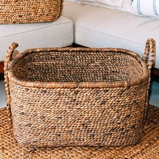 Soeji Extra grote wasmand - vierkante boho -mand - geweven decoratieve mand - opslagmand gemaakt van natuurlijke waterhyacint (2 maten) mentari