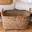 Extra grote wasmand - vierkante boho -mand - geweven decoratieve mand - opslagmand gemaakt van natuurlijke waterhyacint (2 maten) mentari