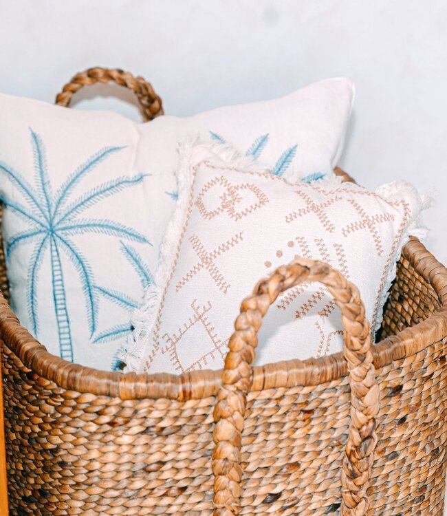 Extra grote wasmand - vierkante boho -mand - geweven decoratieve mand - opslagmand gemaakt van natuurlijke waterhyacint (2 maten) mentari