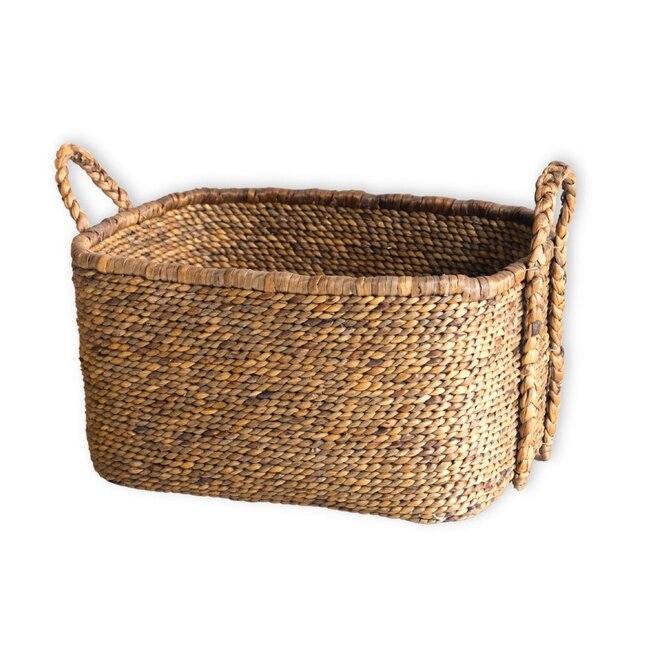 Extra grote wasmand - vierkante boho -mand - geweven decoratieve mand - opslagmand gemaakt van natuurlijke waterhyacint (2 maten) mentari