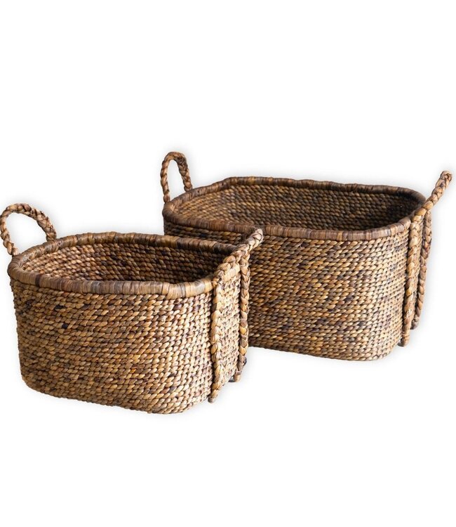 Extra grote wasmand - vierkante boho -mand - geweven decoratieve mand - opslagmand gemaakt van natuurlijke waterhyacint (2 maten) mentari