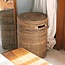 Grote wasmand met deksel - geweven ronde mand - bruine boho opslagmand - decoratieve rotan mand (2 maten Ø 36/40 cm) sari (bruin)