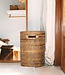 Grote wasmand met deksel - geweven ronde mand - bruine boho opslagmand - decoratieve rotan mand (2 maten Ø 36/40 cm) sari (bruin)