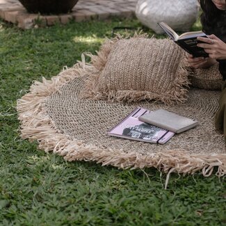 Soeji 100/120cm Rond Zeegras Tapijt | Vloerkleed met Kwastjes DASA (2 maten)