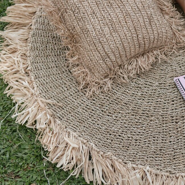 100/120cm Rond Zeegras Tapijt | Vloerkleed met Kwastjes DASA (2 maten)